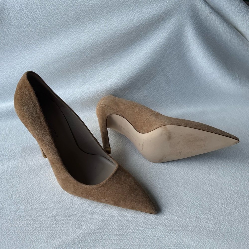 Elegant Good American Tan Suede Women's Heels